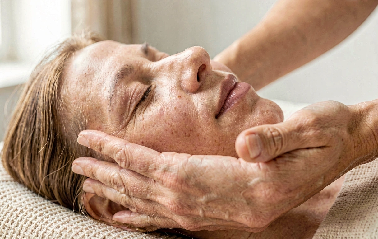 Professzionális arcmasszázs mozdulat