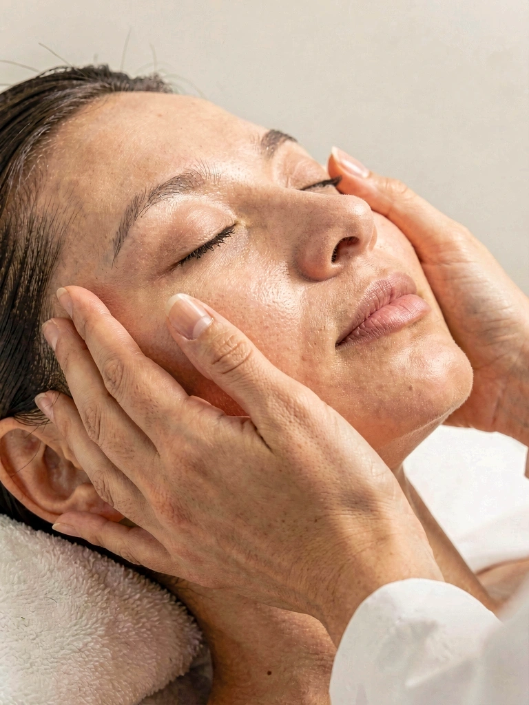 Arcmasszázs folyamat közben